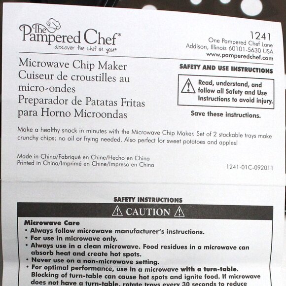 The Pampered Chef Microwave Chip Maker #1241 - Set of 2 In Opened Box - Picture 5 of 6